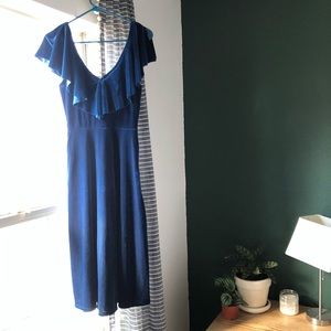 June & Hudson Blue Velvet Dress
